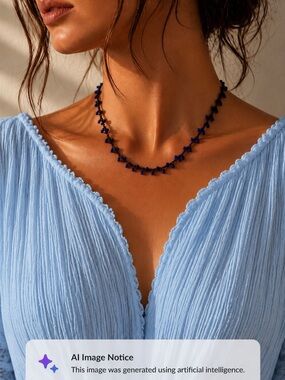 Zad Shades of Blue Necklace Delicate Dainty Chain 16"